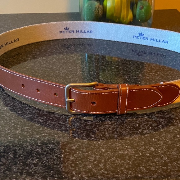 Peter Millar Other - Peter Millar Brown and Tan Canvas/Leather Belt 
Size 36